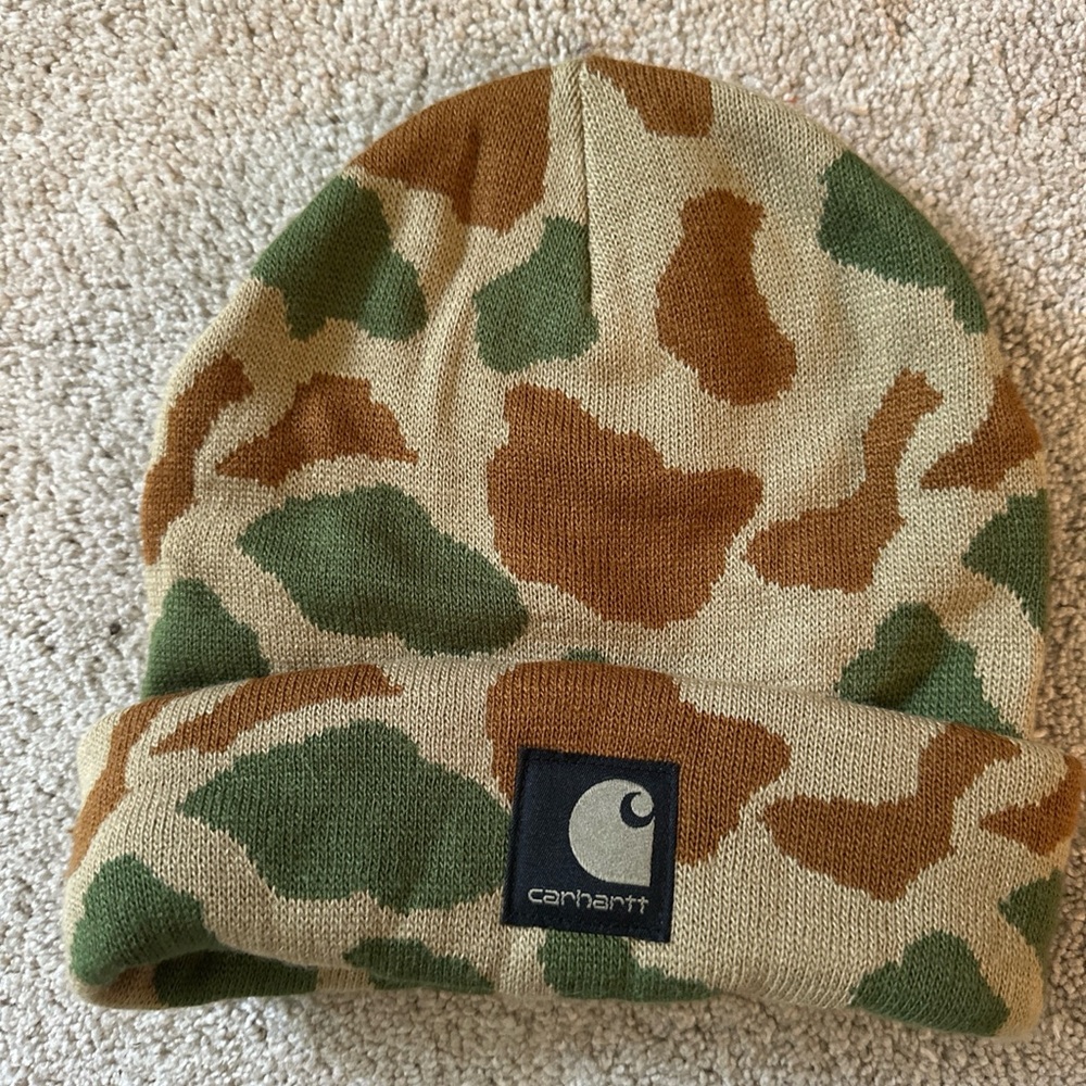 Carhartt Camo Beanie - Green, Brown, and Beige